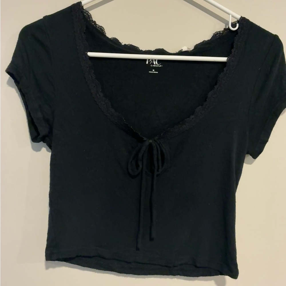 PacSun Black Lace-Accent Crop Top